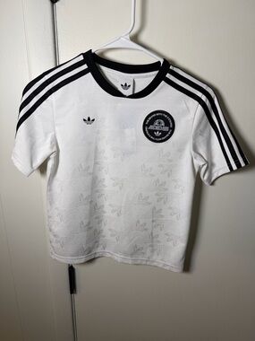 adidas White and Black Trefoil Short Sleeve Tee for Kids